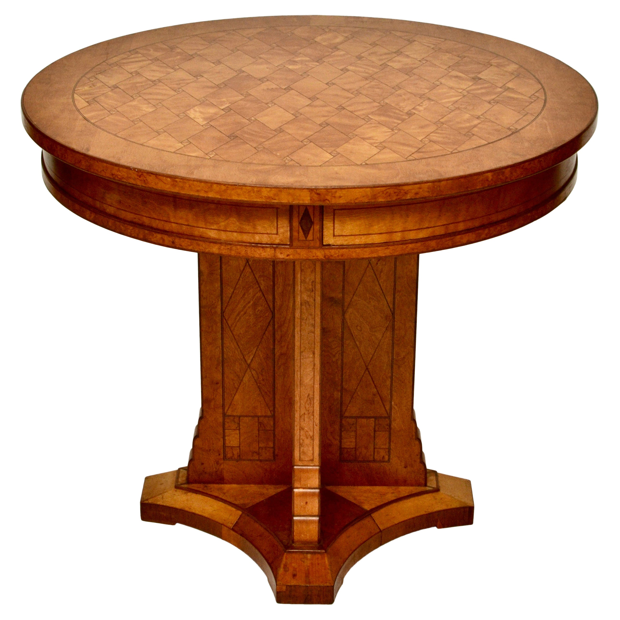 19th Century Russian Birch and Root Parquetry Gueridon Center Table