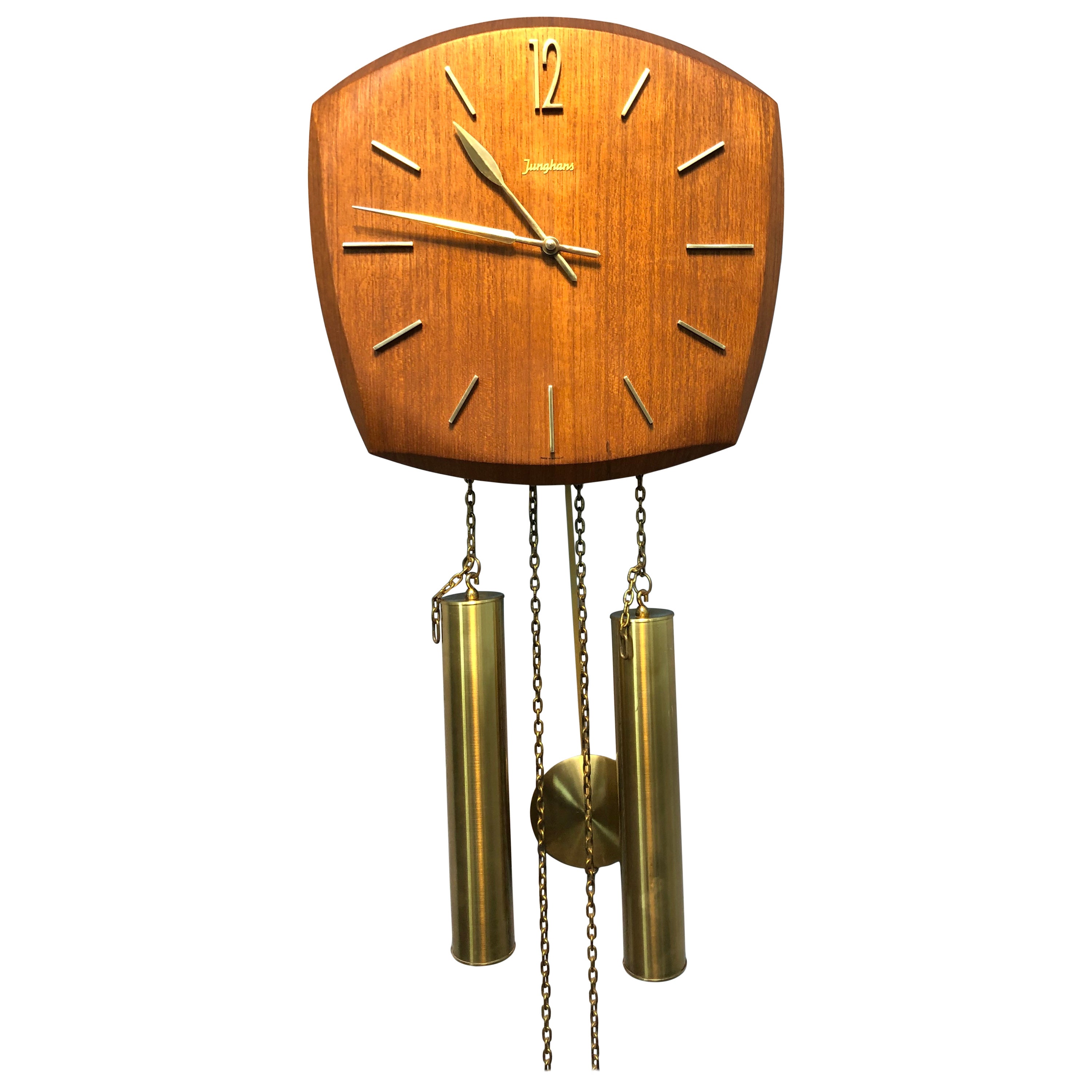 Vintage Junghans Pendulum Wall Clock in Teak Veneer from the 1960s