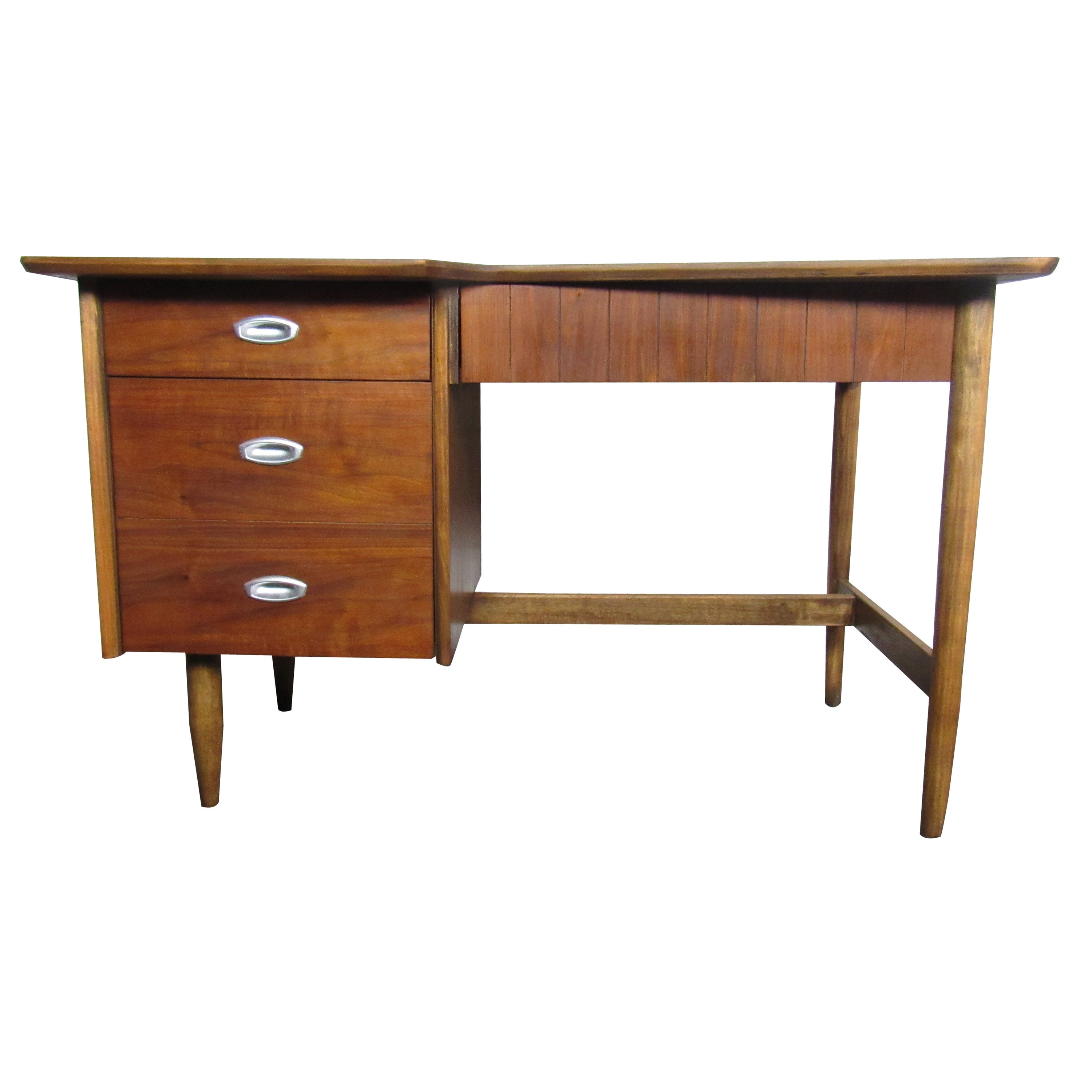 Arts wish White Writing Desk with Drawers Mid Century Modern Desk, Wood  Office Desk Computer Desk Vanity Desk for Small Space, White Desk with  Walnut