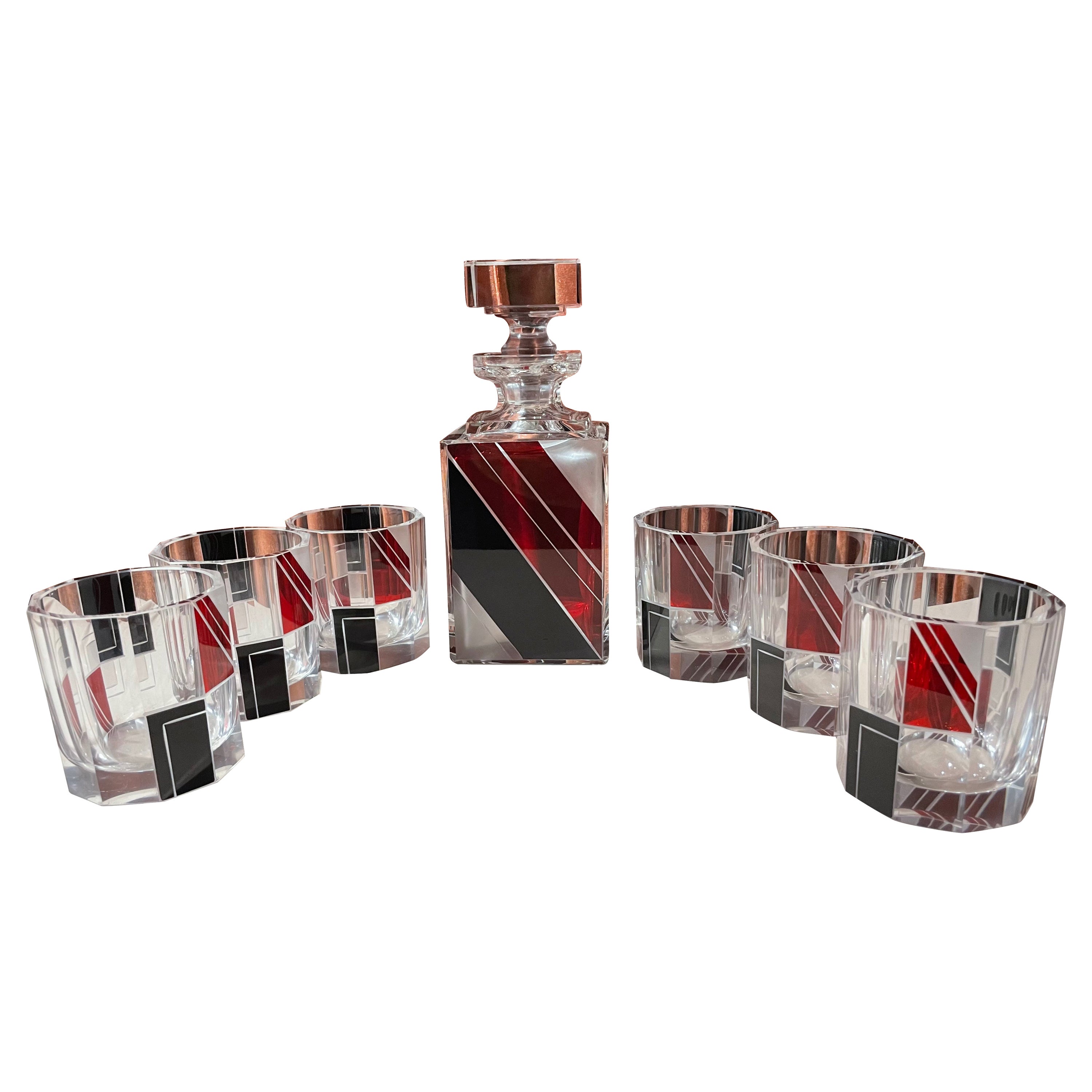 Art Deco Decanter and Whiskey Set by Karl Palda