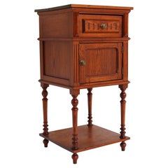 Antique French 19th Century Night Stand / Bedside Table in Solid Pitchpine