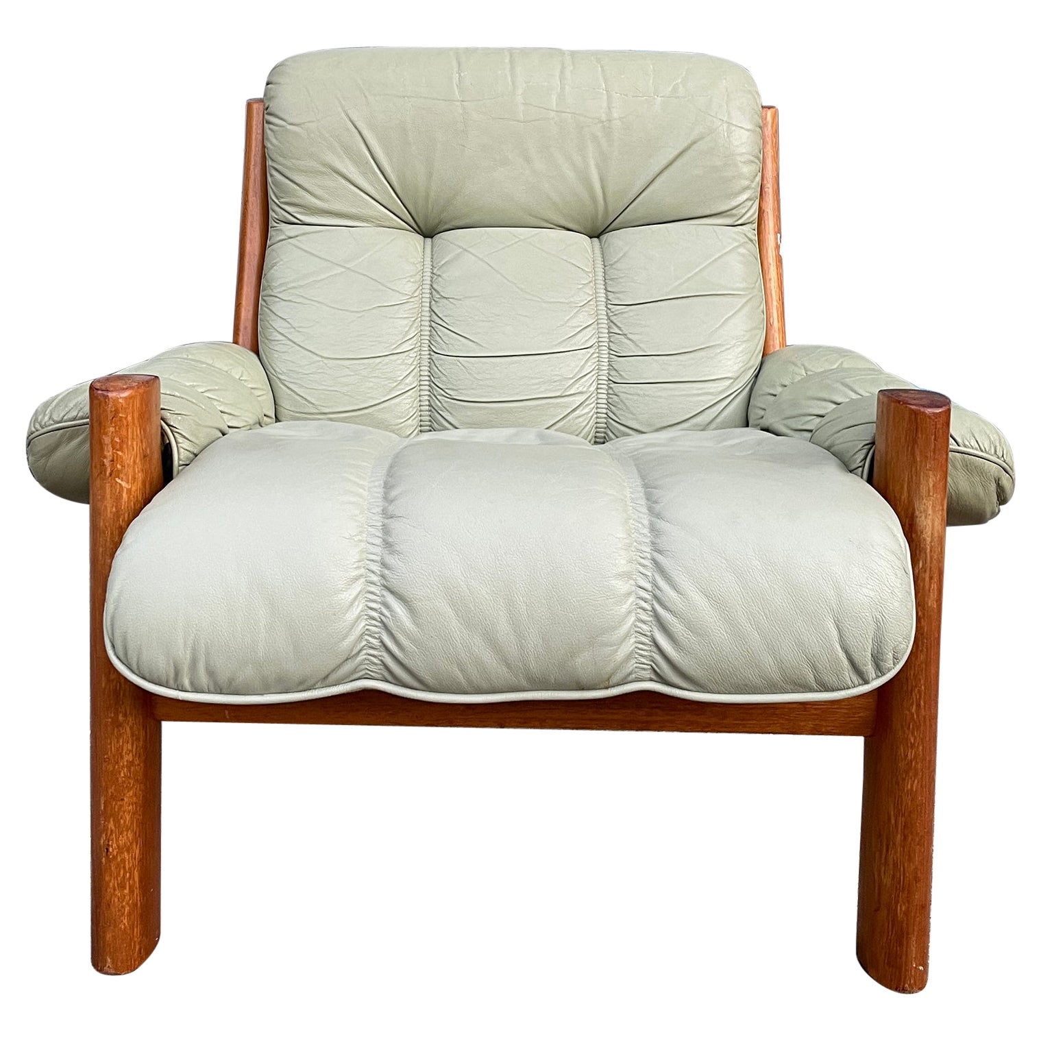 Midcentury Norwegian Modern Ekornes Leather Teak Lounge Chair