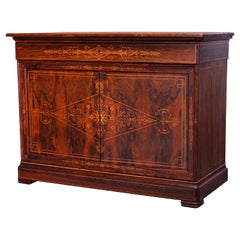 Antique French Rosewood & Satinwood Marquetry Inlay Sideboard, circa 1880