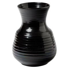 Ceramic Vase with Black Glaze Decoration by Accolay, circa 1960-1970