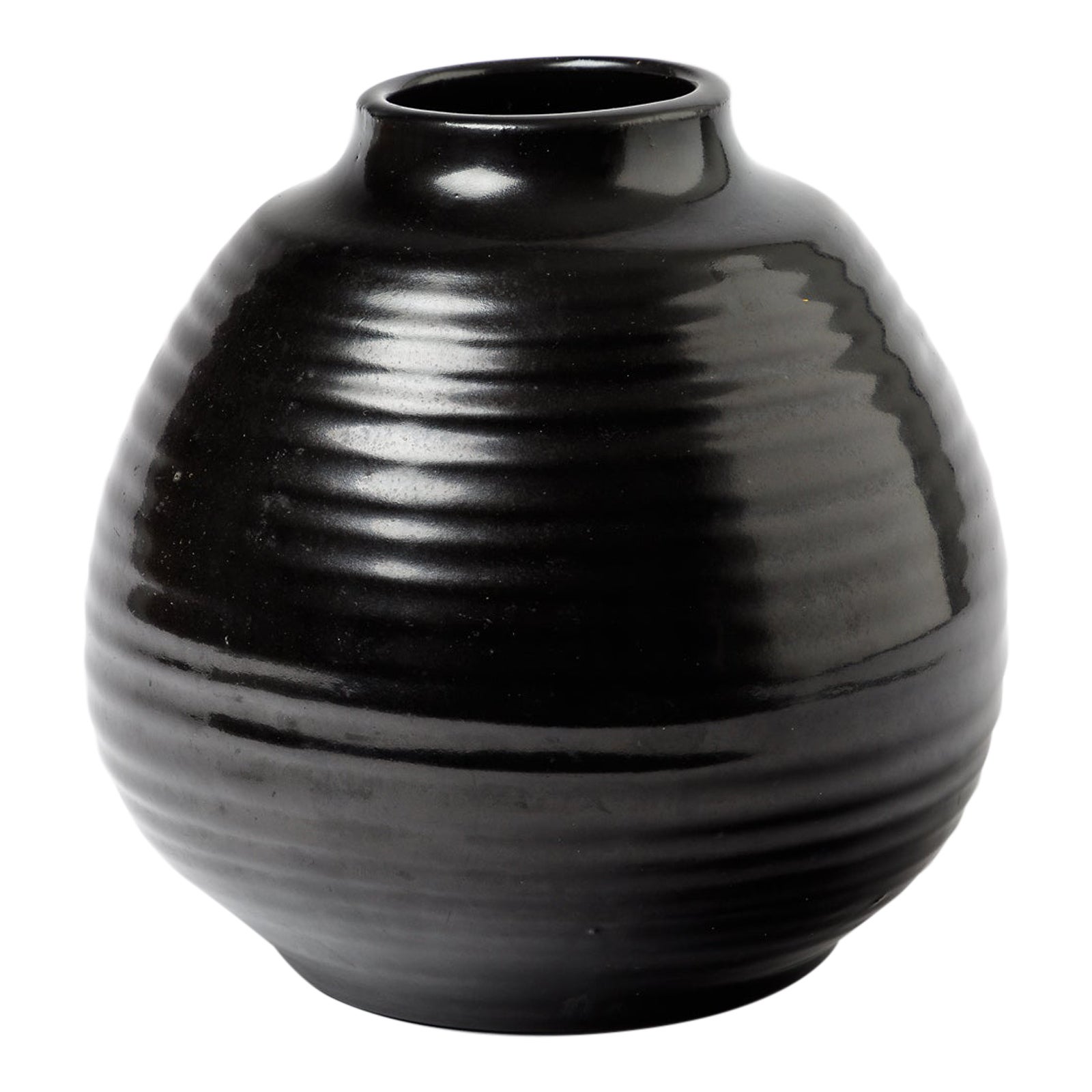 Ceramic Vase with Black Glaze Decoration by Accolay, circa 1960-1970