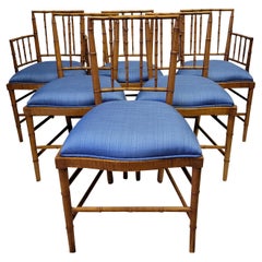 Early 20th-C. French Faux Bamboo Dining Chairs, S/6