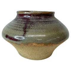 1960s Glazed Studio Pottery Hand Thrown Rotund Vase signed Turner