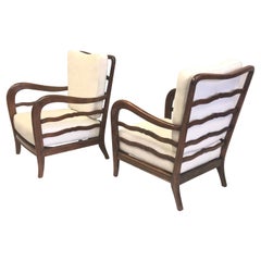 Pair of Italian Mid-Century Modern Neoclassical Cherry Armchairs by Paolo Buffa