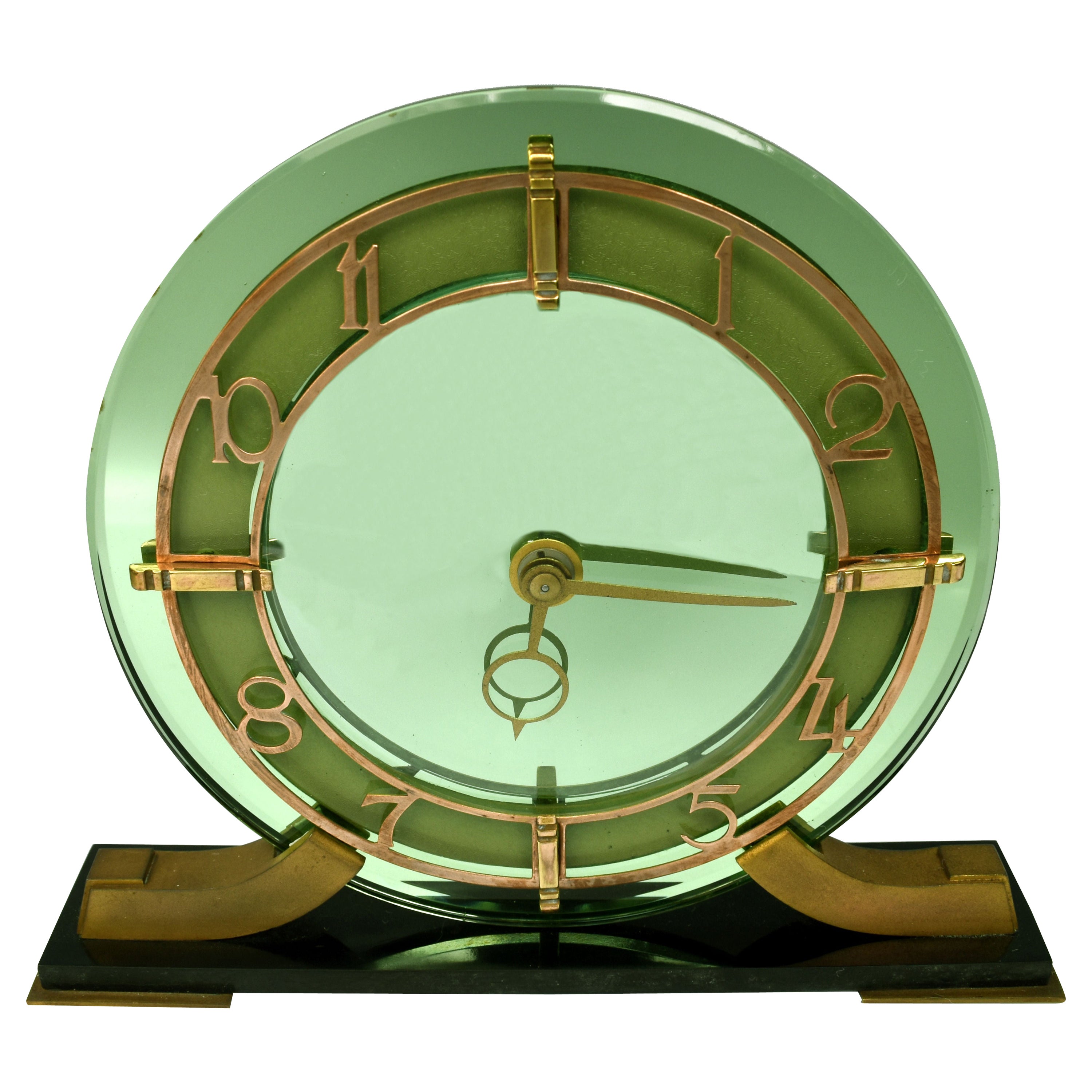 Art Deco Green Mirror Clock by Smiths Clock Company, c1930