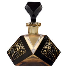Art Deco Amber Coloured Glass Perfume Bottle, c1930s