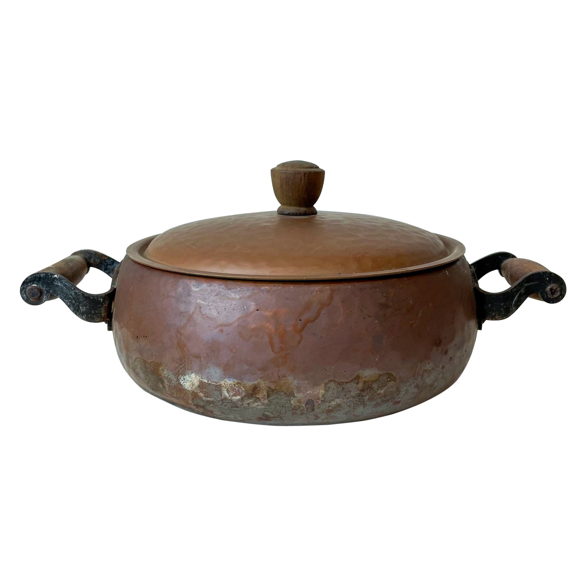 Stockli Netstal Hammered Copper Dutch Oven Pot Switzerland, 1960s