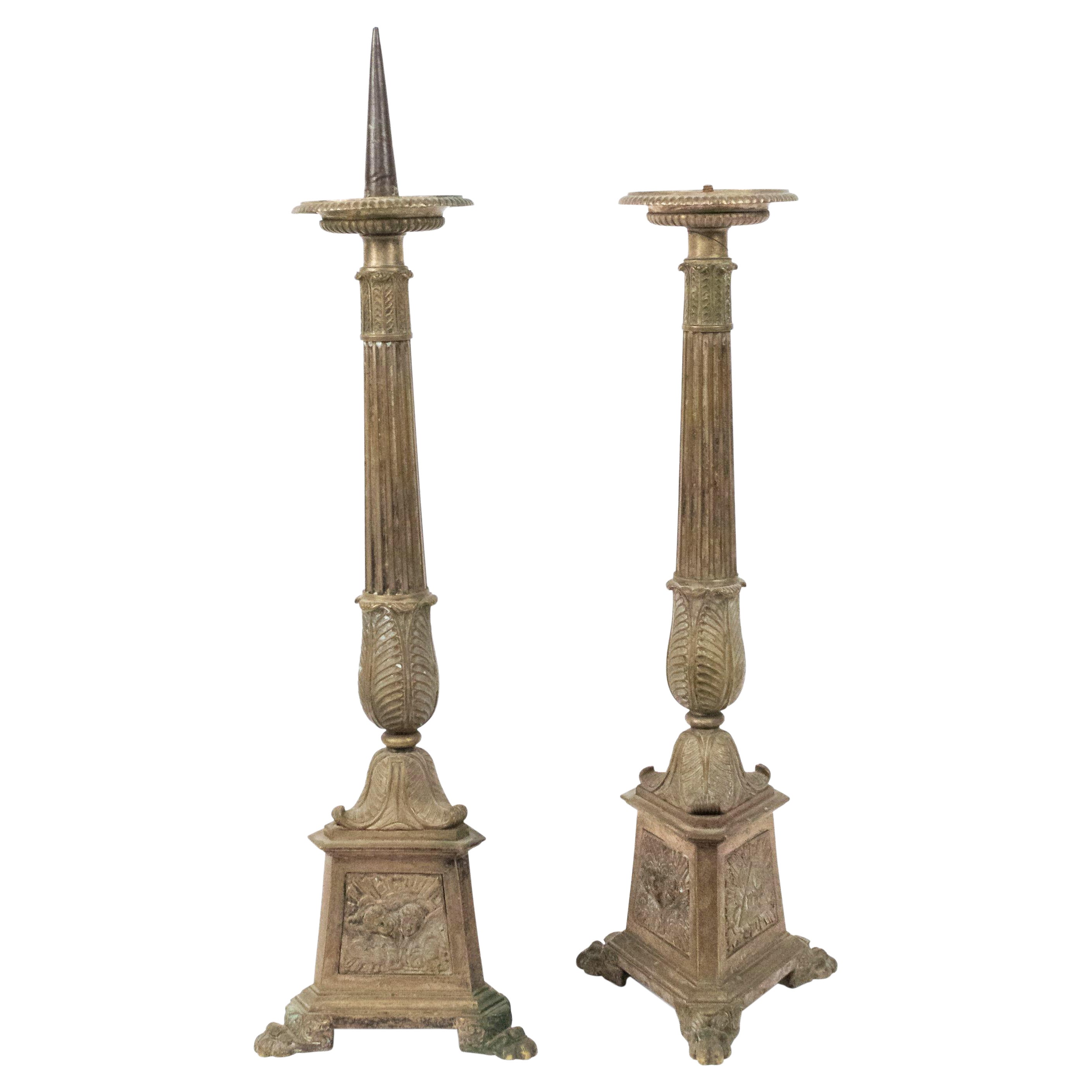 Pair of Spanish Renaissance Altar Candlesticks