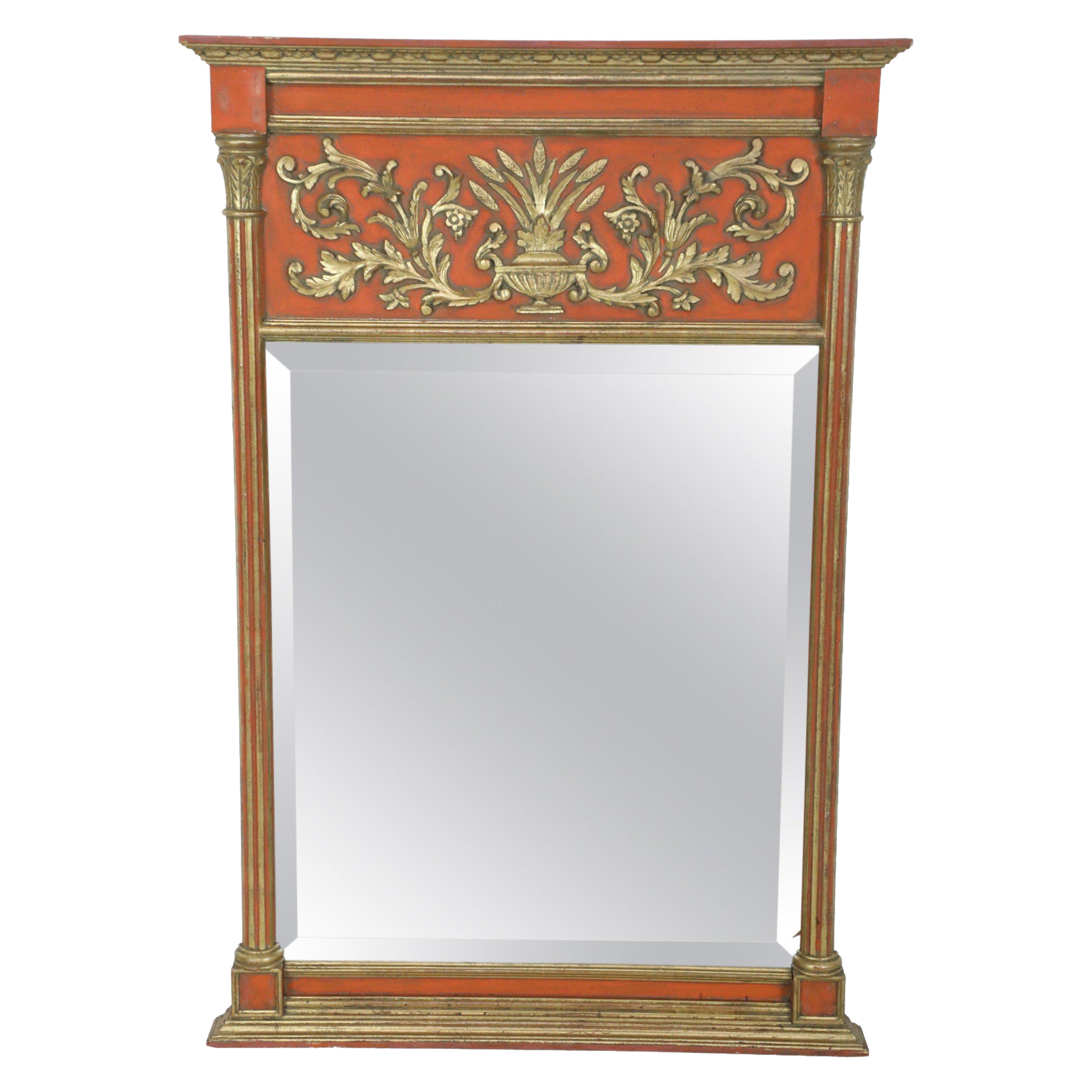 Italian Neo-Classic Style Gilt and Painted Pier Wall Mirror For Sale