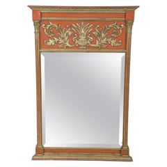 Italian Neo-Classic Style Gilt and Painted Pier Wall Mirror