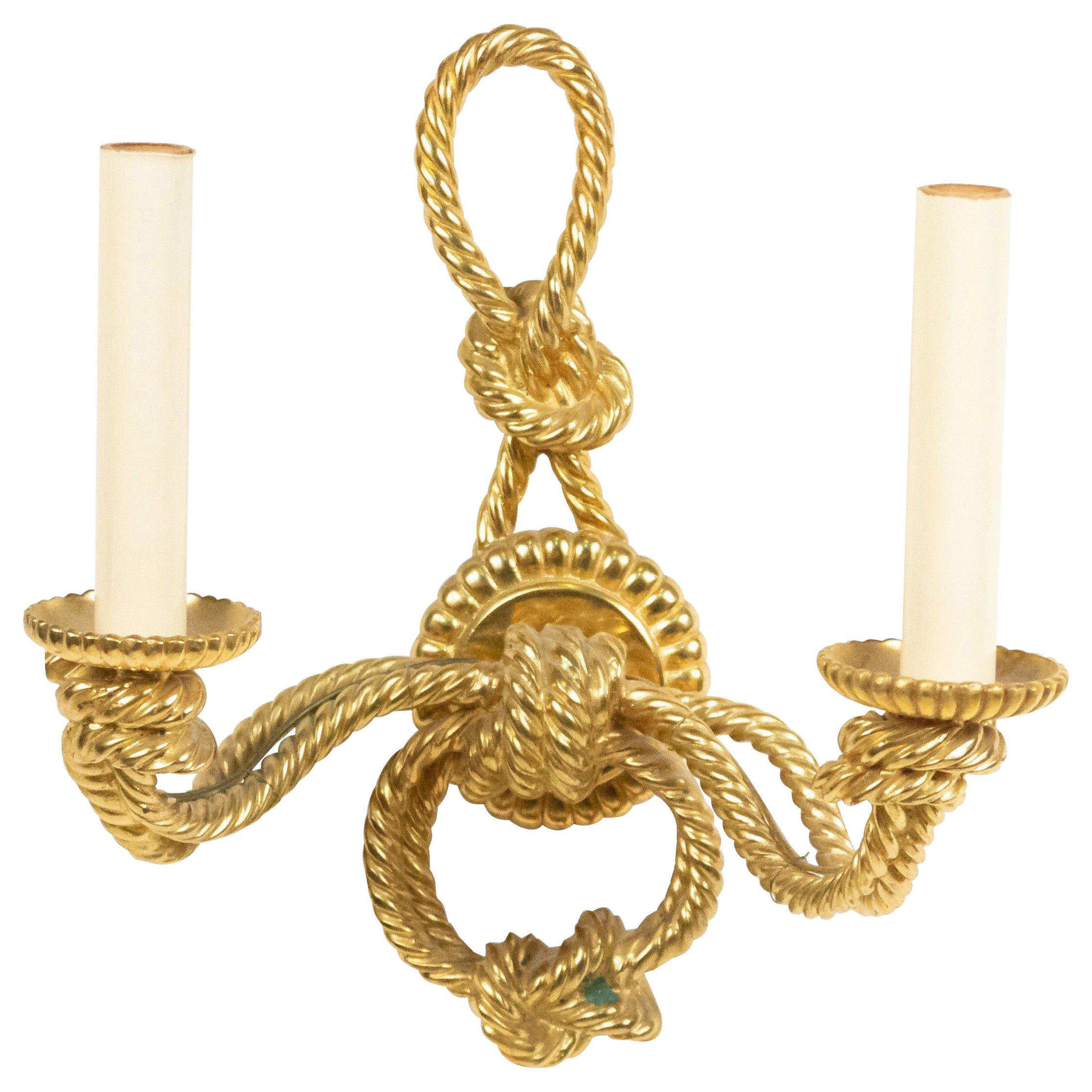 Rope and Tassel Style Gilt Bronze Wall Sconce