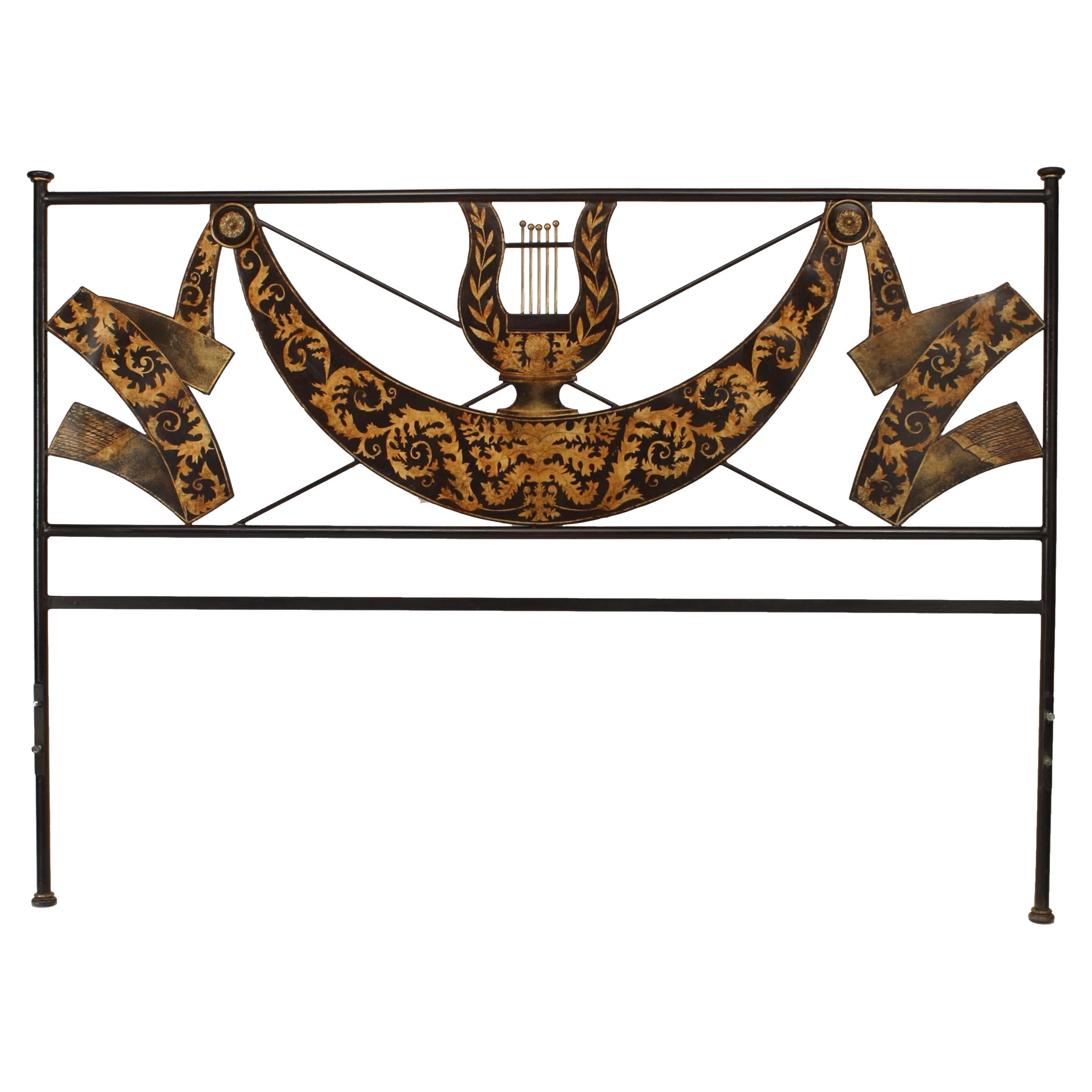 20th Century Italian Neo-Classic Style Tole King Bed For Sale