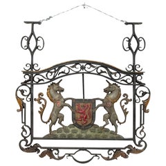 Escudo de Unicornio de Hierro Estilo Georgiano Inglés del Siglo XIX