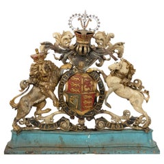 Antique 19th Century English Georgian Unicorn and Lion Coat of Arms