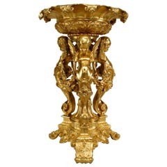 French Louis XV Bronze Dore Cupid Centerpiece
