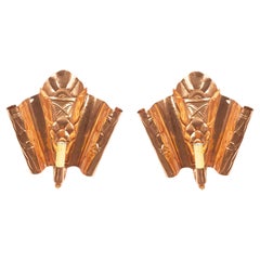 English Arts & Crafts Secessionist Style Copper Wall Sconces