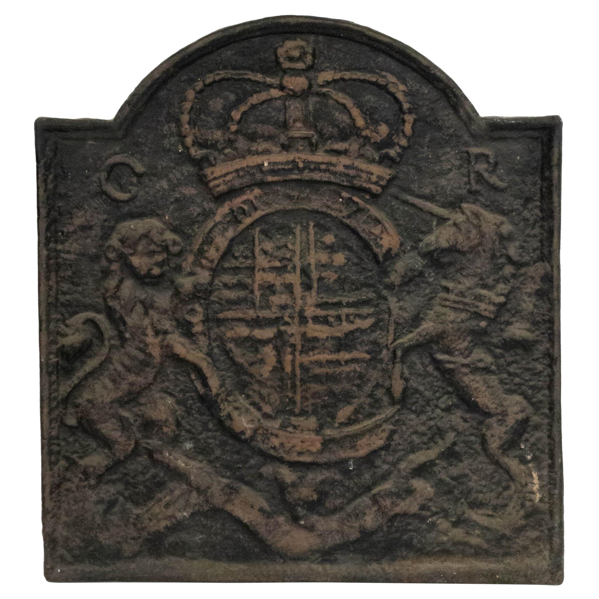 English Georgian Style Cast Iron Coat of Arms Wall Plaque
