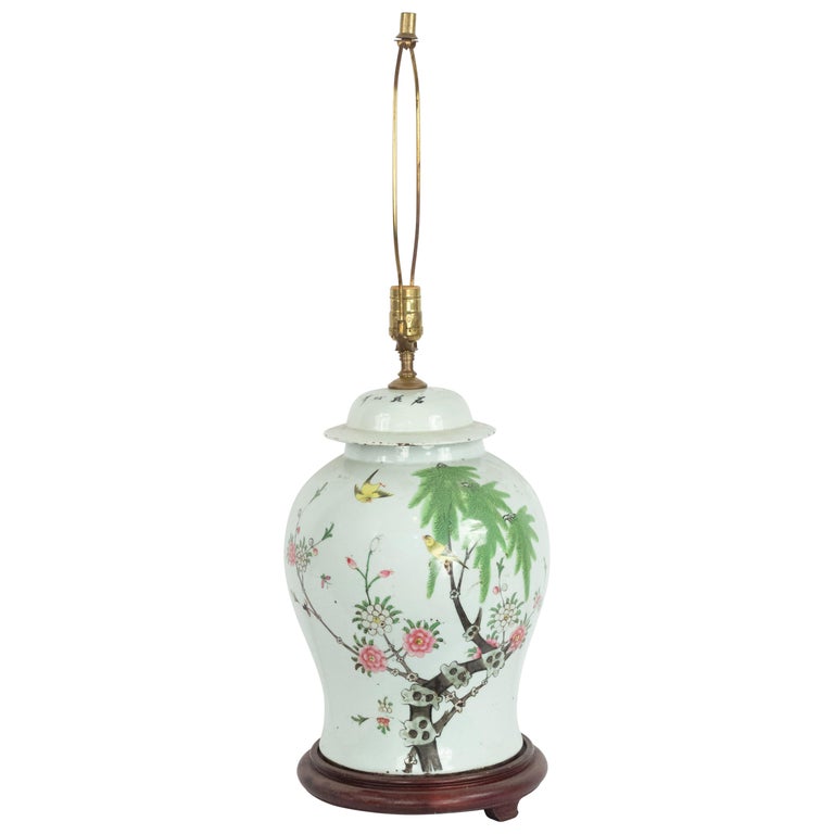 Chinese White Porcelain Ginger Jar Table Lamp For Sale