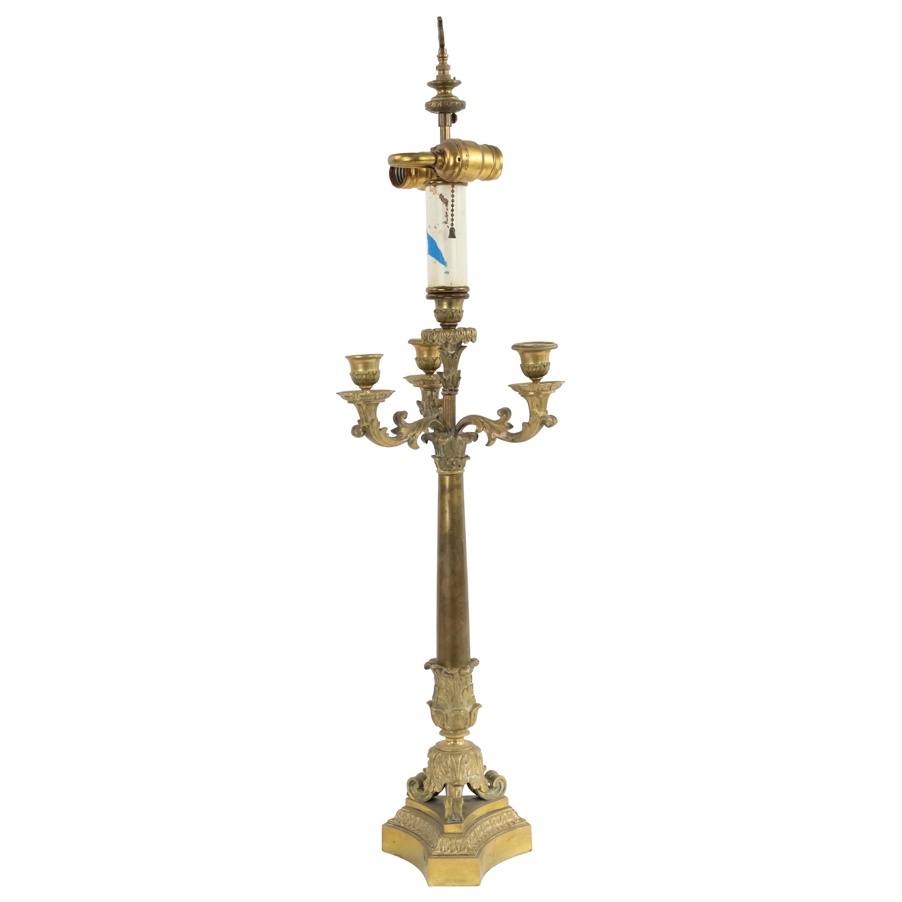 French Louis XVI Style Candelabra Table Lamps For Sale