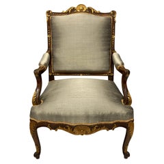 Walnut and Parcel-Gilt Louis XV Style Armchair