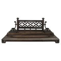 2-Piece Victorian Gothic Iron Double Inkwell Desk Set