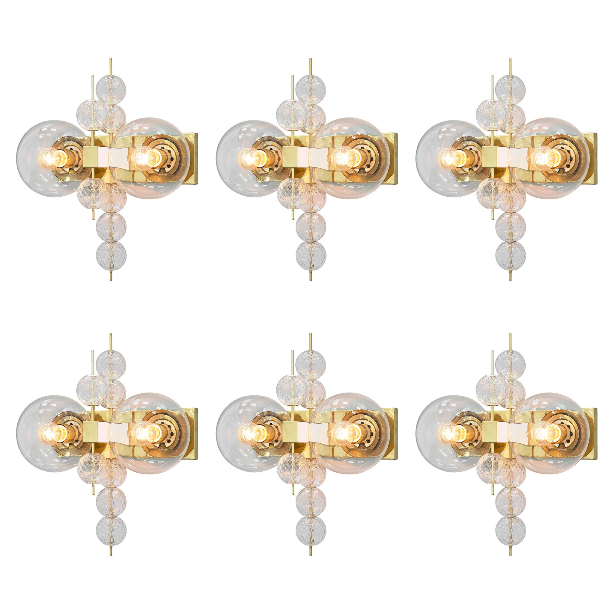 Wall Lights in Brass and Glass
