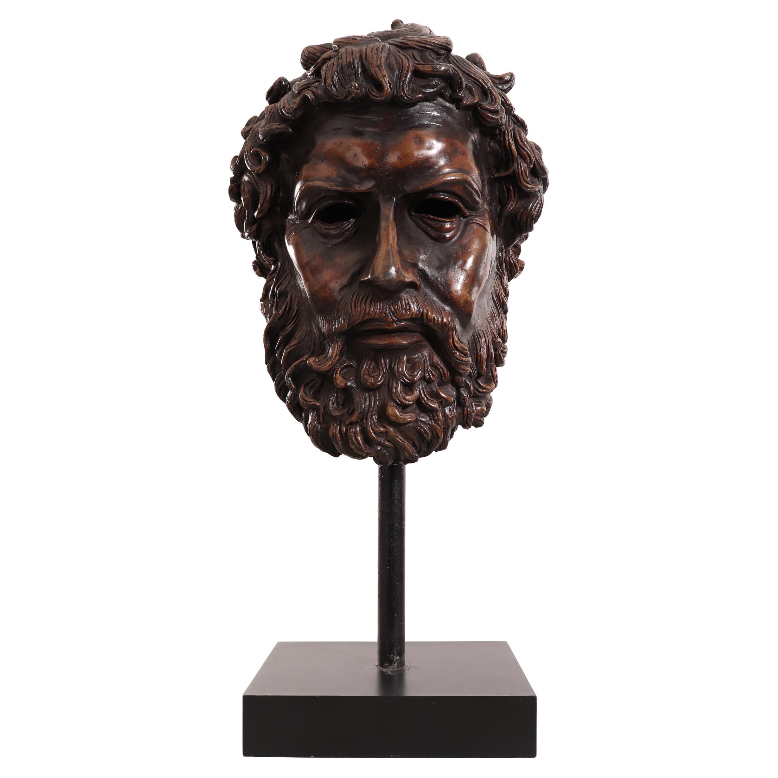 Italian Neoclassic Style Bronze Poseidon Bust For Sale