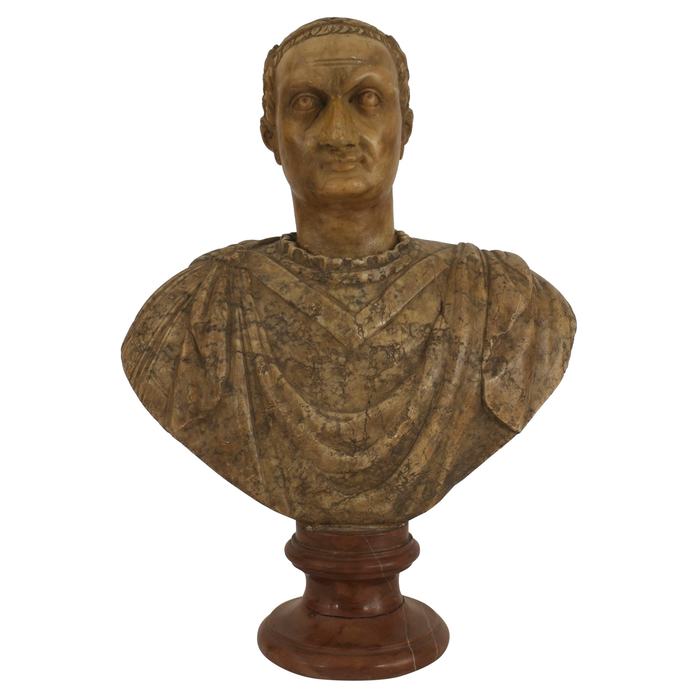 Buste d'empereur romain en marbre de style néo-classique italien