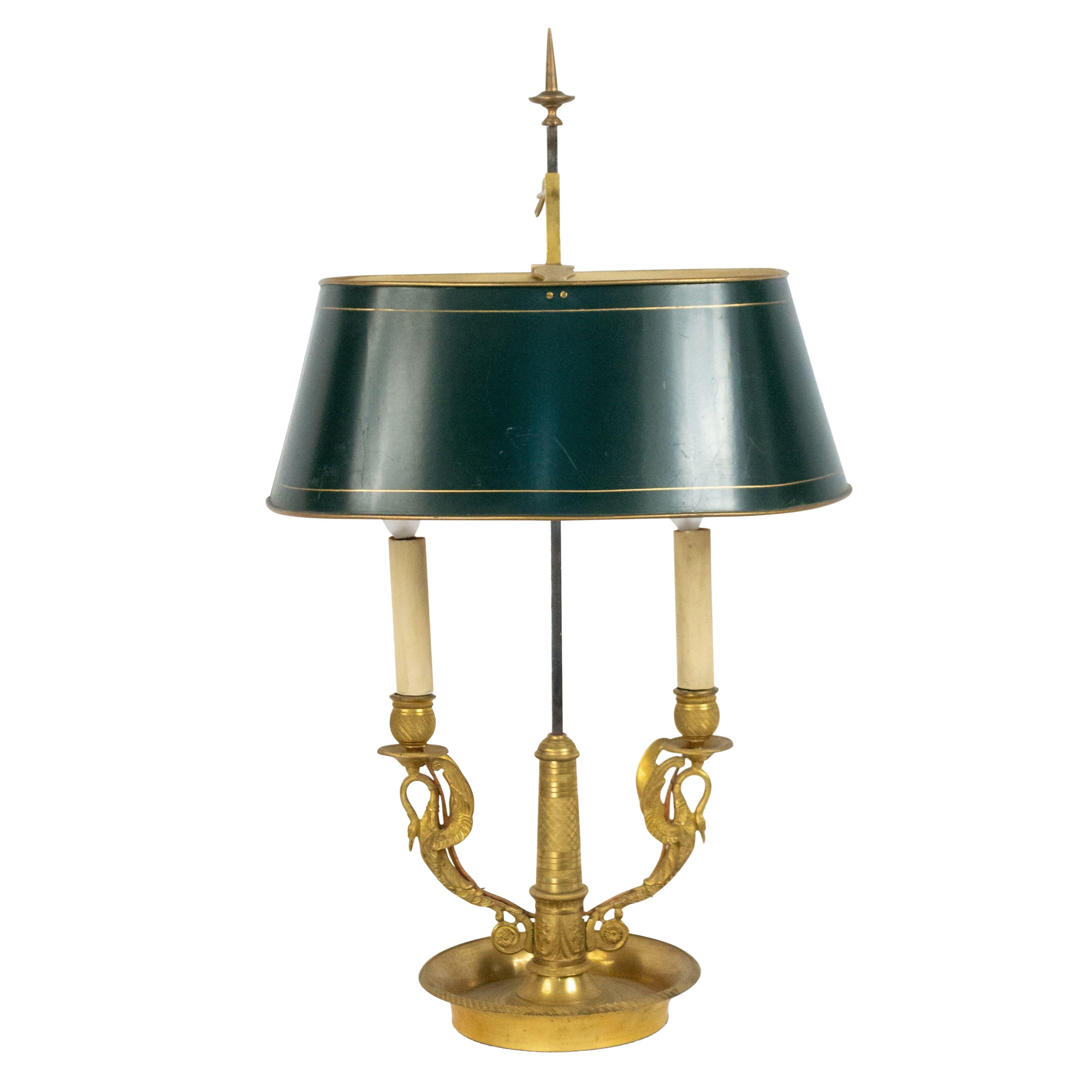 French Empire Style Bronze Swan Table Lamp For Sale