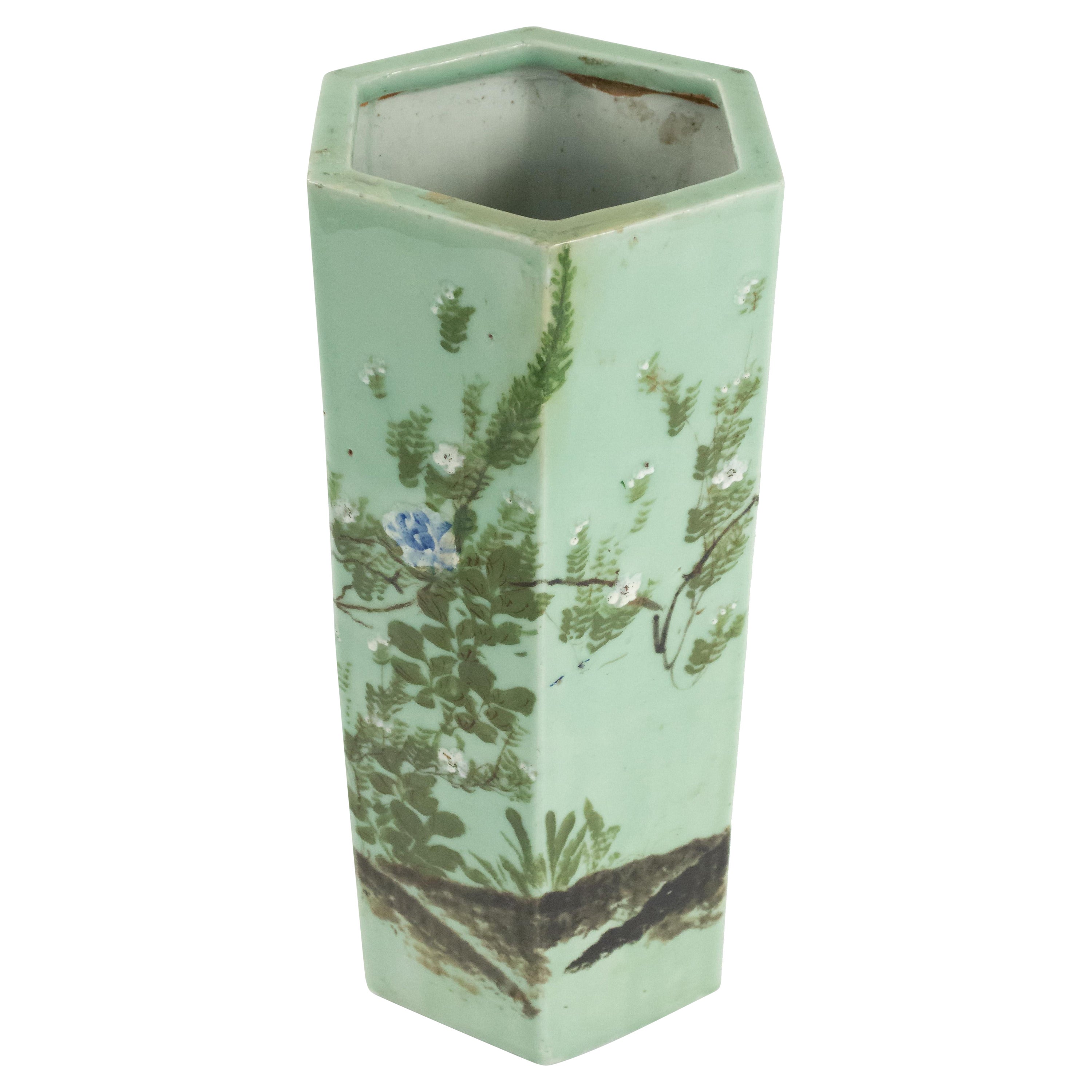 Chinese Celadon Porcelain Umbrella Stand For Sale