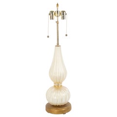 Italian Midcentury White Glass Table Lamp