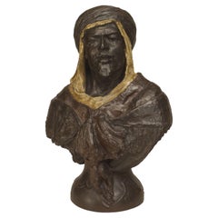 Busto morisco de hombre de bronce