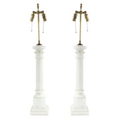 Pair of Italian Neoclassic Style Alabaster Table Lamps