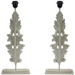 Pair of Italian Neoclassic Style Metal Leaf Lamps