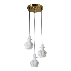 Italian Suspension Chandelier, circa 1960, Enameled Glass and Brass