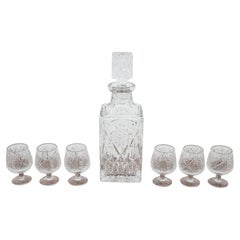 Vintage Crystal Decanter with Six Glasses, Germany, 1960s
