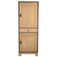 Modern Oak "Tall Man" Cabinet, Stained and Grey Lacquered