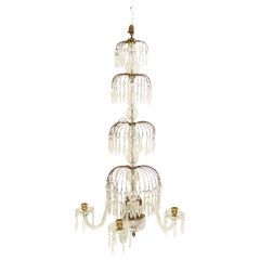 English Regency Style Monumental Crystal and Brass Tiered Wall Sconce