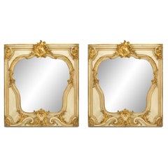 Pair of French Louis XV Style Gilt and Beige Painted Wall Mirrors