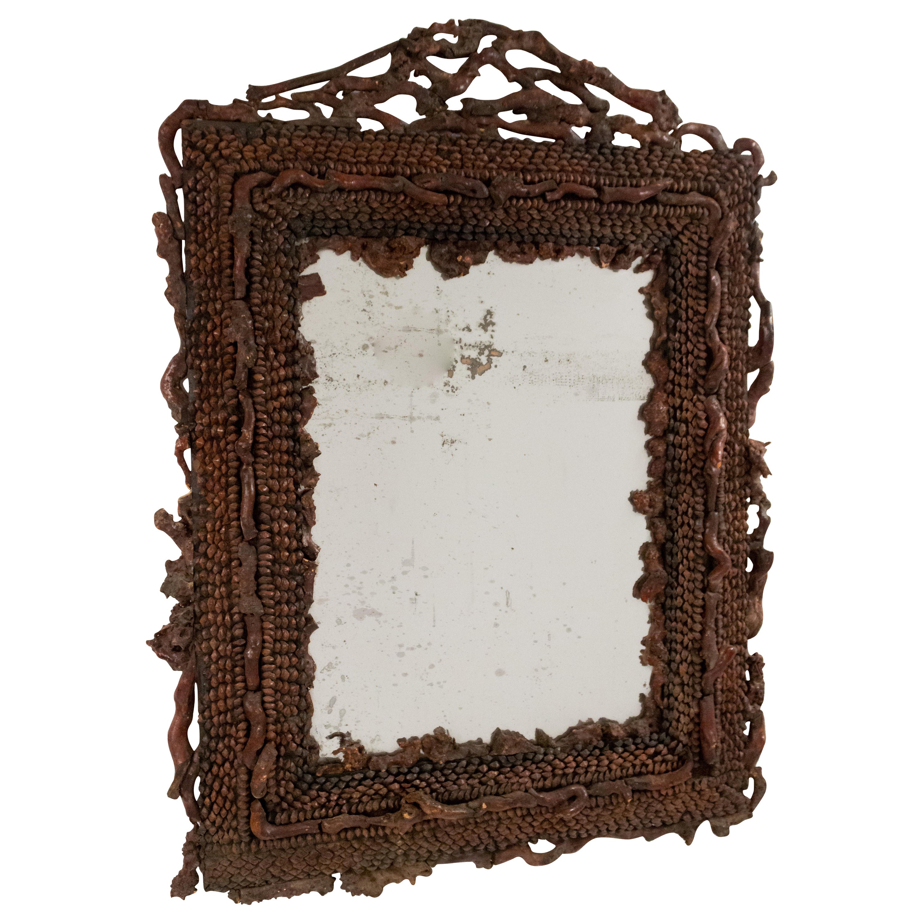 Rustic Continental Burl Root Mirror For Sale