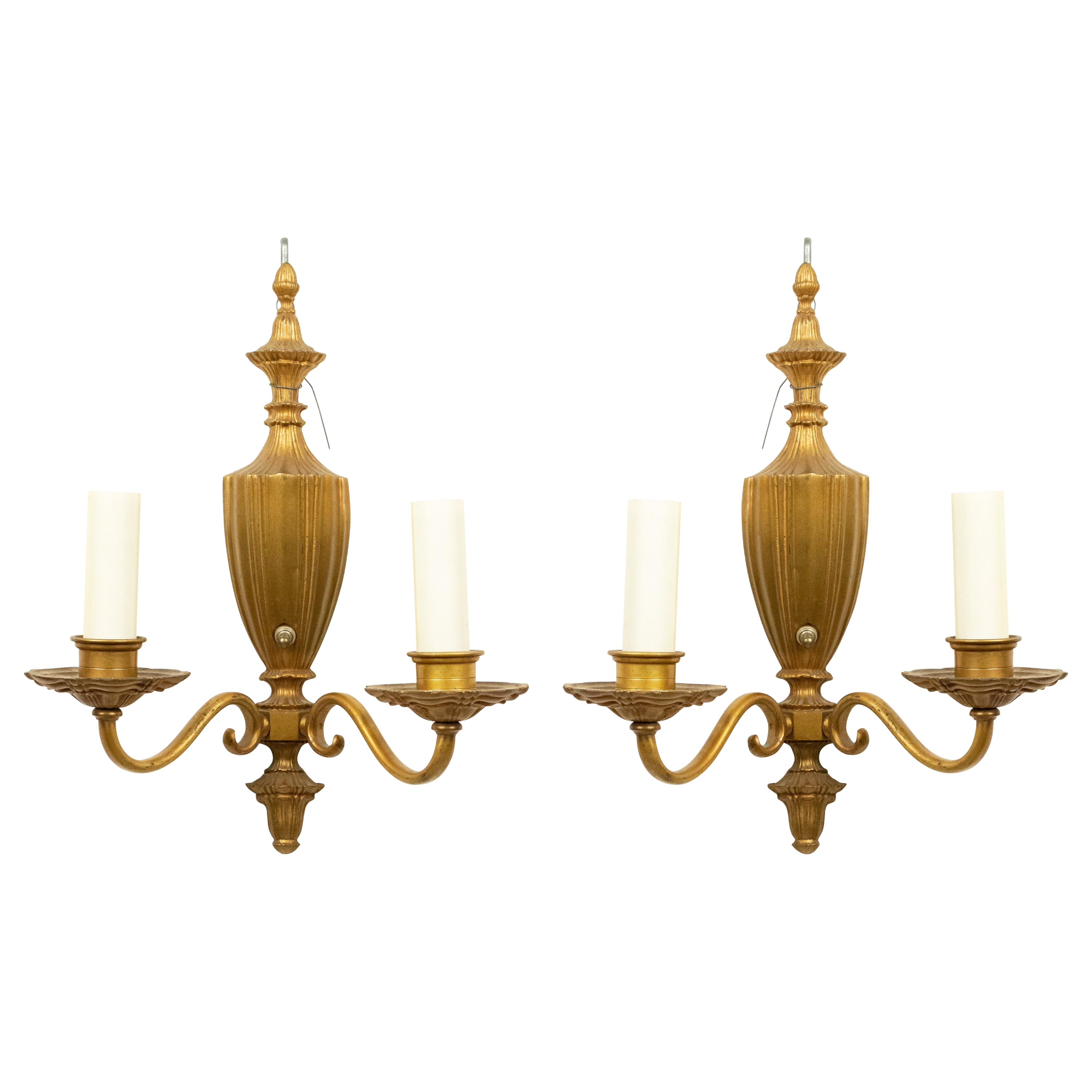 English Georgian Style Brass Vasiform Wall Sconces For Sale