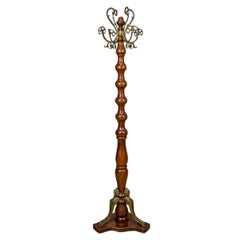 20th-Century Stylized Beech Coat Stand with Metal Elements
