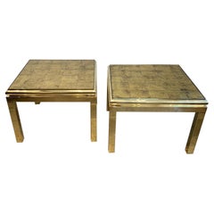 Side Tables Goldleaf Glasstop, France, 1990s