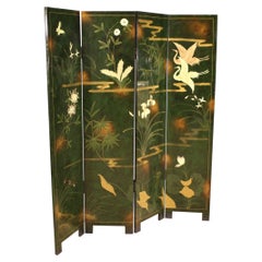20th Century Lacquered and Painted Wood French Chinoiserie Screen, 1980
