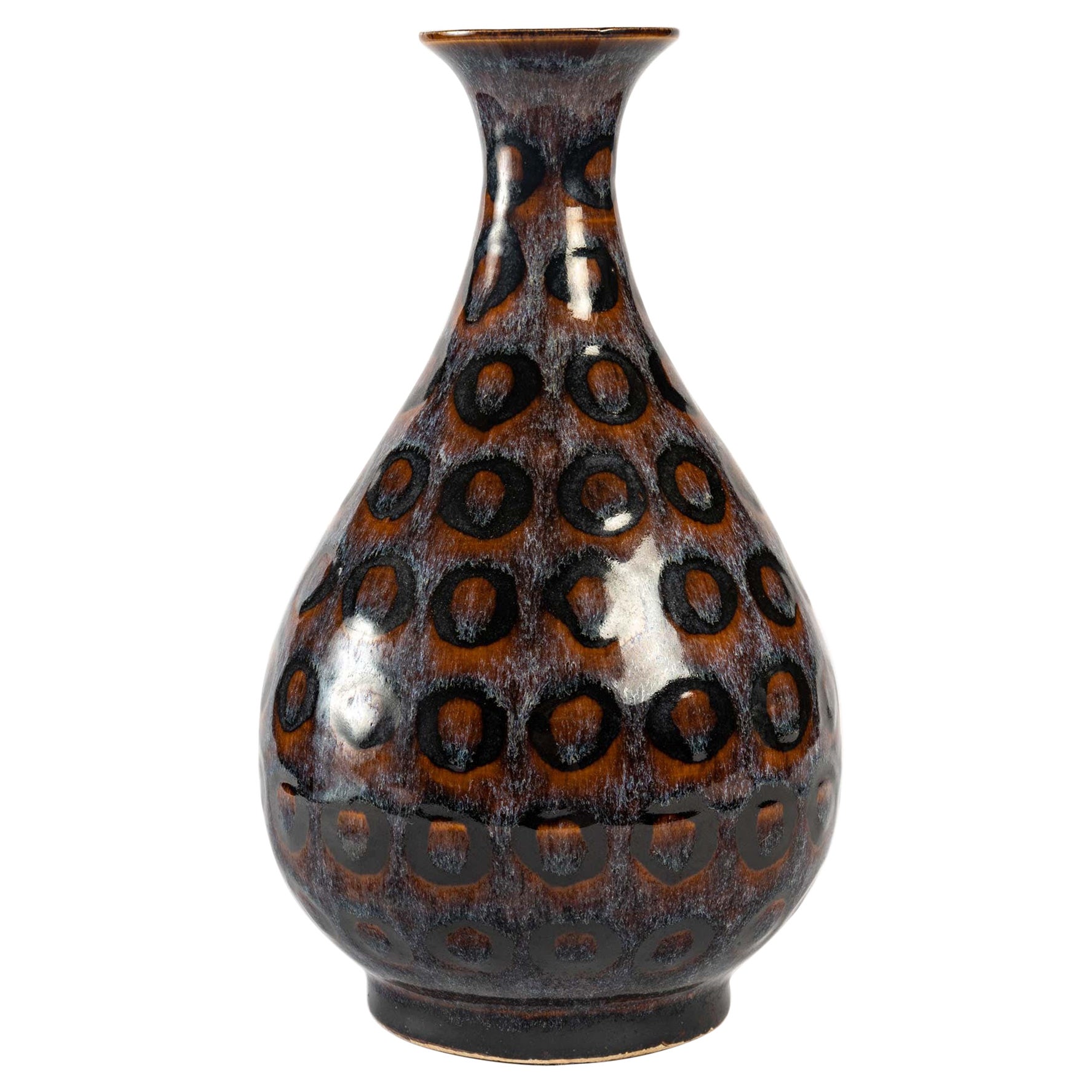 Enamelled Stoneware Vase with a Rare Decoration