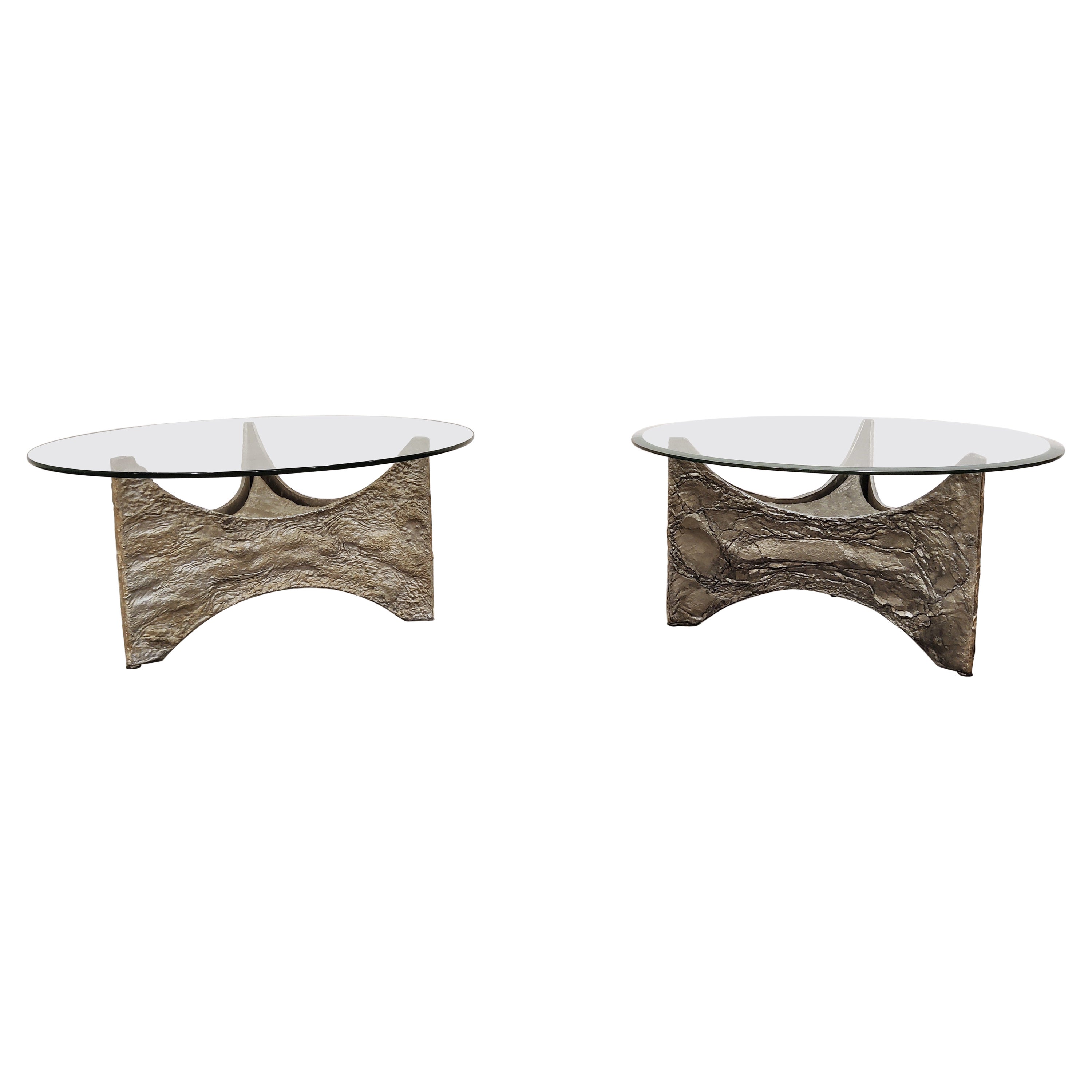 Illuminated Brutalist Coffee Tables, Set of 2, 1970s For Sale